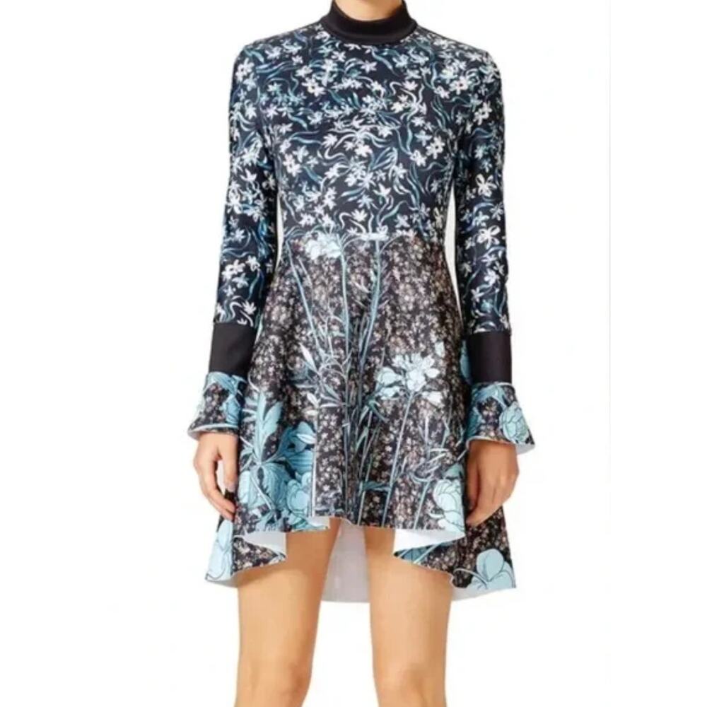 Clover Canyon Scuba Dress Women Small Black Blue Bohemian Rhapsody Fit Flare EUC